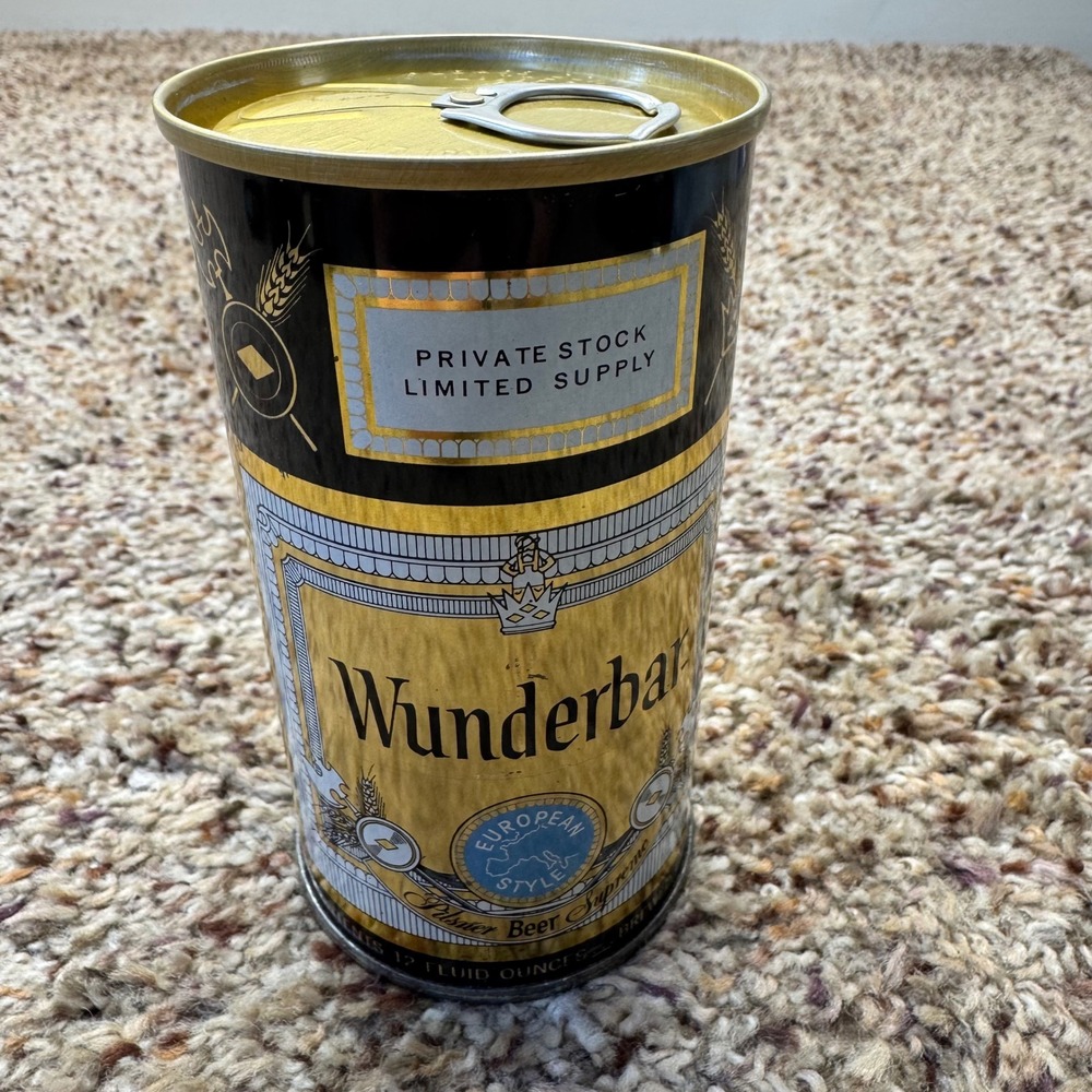 Vintage Wunderbar European Style Pilsner Beer Supreme 12oz Pull Tab‎ Can Gold